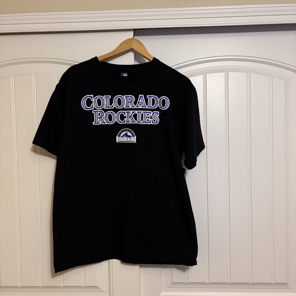 Colorado Rockies T Shirt Adult Large MLB Genuine Merchandise Black Short Sleeve